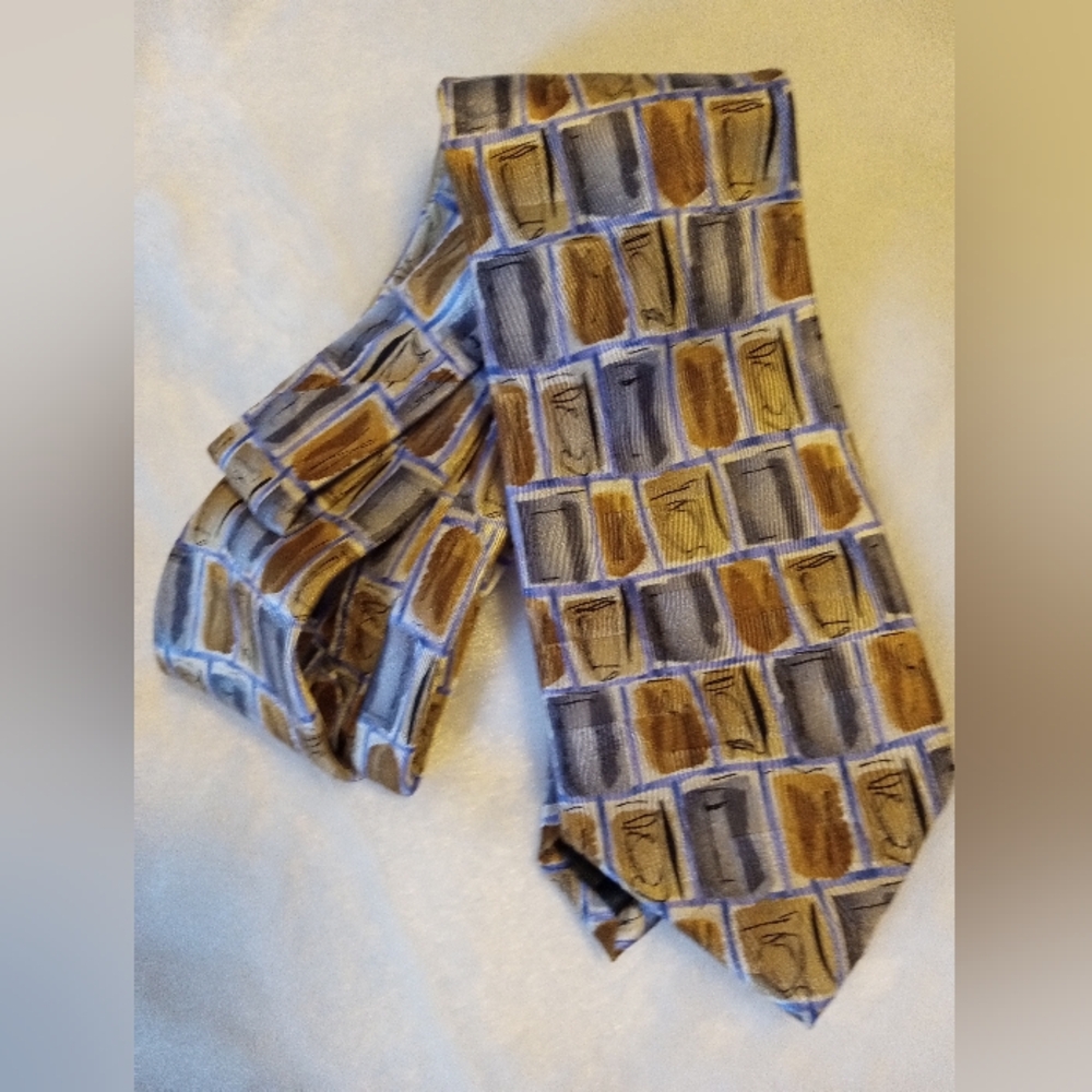 J. Garcia Carousel Collection Fifty-Five Grey & Gold Silk Tie